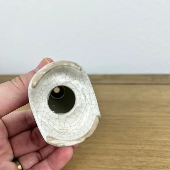 Vintage Ceramic Pie Bird Vent Blue Yellow Orange Glaze Crazed Baking Steam Vent - Picture 6 of 8